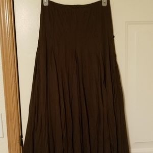 Brown Long Skirt with Pleats made USA